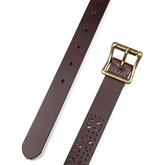 Women's Dark Brown Casual Genuine Leather Belts With Durable Metal Buckle - Picture 2 of 7